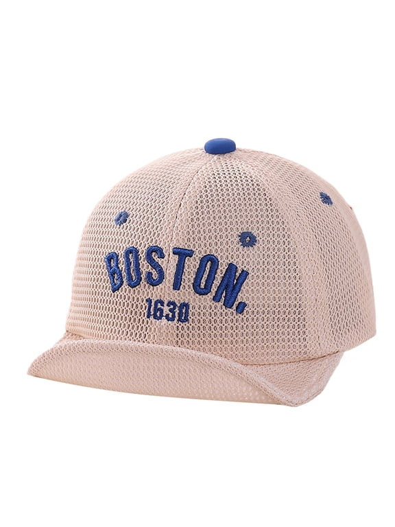 Toddler Kids Boys Girls Boston Baseball Cap City Letter Embroidery Mesh Crown Flip Up Brim Summer Outdoor Casual Sports Sun Hat Accessories