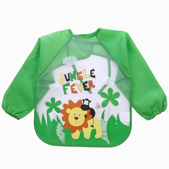 Toddler Kids Boys Girls Cartoon Long Sleeve Waterproof Feeding Apron Bib Smock Best Gifts for Infant Girls Boys
