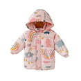 thumbnail image 1 of Toddler Kids Boys Girls Clothes Rainbow Print Winter Puffer Coat Lightweight Hooded Padded Jacket Outfits for 2-8 Years, 1 of 9