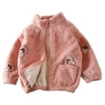 thumbnail image 1 of Toddler Kids Boys Girls Coral Fleece Jackets Long Sleeve Full Zip Cartoon Print Cardigan Coat with Pockets Spring Fall Winter Warm Outwear Infant 1-12 Years, 1 of 8