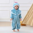 thumbnail image 1 of Toddler Kids Boys Girls Cute Fleece Romper Jumpsuit Teens Long Sleeve Thermal Outfit With Pocket Girls Soft Zipper Hooded Bodysuit Spring Comfortable Outwear Onesie Light Blue 0-6 Months, 1 of 7