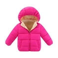 thumbnail image 1 of Toddler Kids Boys Girls Cute Solid Color Plush Cute Winter Thick Casual Keep Warm Hooded Coat Jacket, 1 of 2