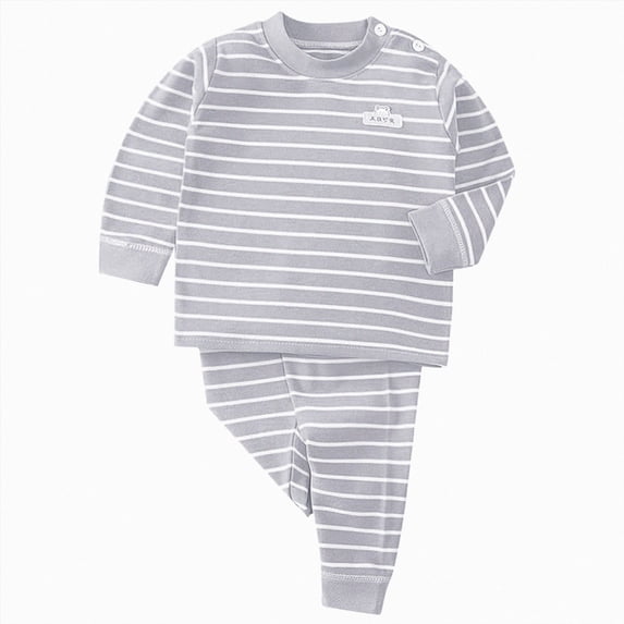 Toddler Kids Boys Girls Fall Winter Outfits Set 6 9 12 18 Months 2T 3T 4T 5T Striped Knit 2 Piece Outfit, Long Sleeve Top Jogger Pants Casual Playwear Daily Set Toddler Boys Winter Clothes,Grey