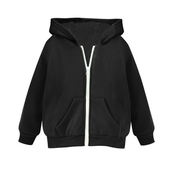 Toddler Kids Boys Girls Fashion Cute Color Plush Warm Long Sleeved Casual Sports Tracksuits Hooded Coat