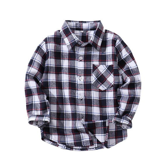 Toddler Kids Boys Girls Flannel Plaid Shirt Jacket Button Baby Classic Red Plaid Shirt Jacket Fall Winter Clothes