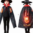 thumbnail image 1 of Toddler Kids Boys Girls Halloween Cape with Witch Hat and Skull Print for Festive Holiday Party Dress Up Outerwear Poncho One Size, 1 of 5