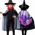 thumbnail image 1 of Toddler Kids Boys Girls Halloween Cape with Witch Hat and Skull Print for Festive Holiday Party Dress Up Outerwear Poncho One Size, 1 of 4