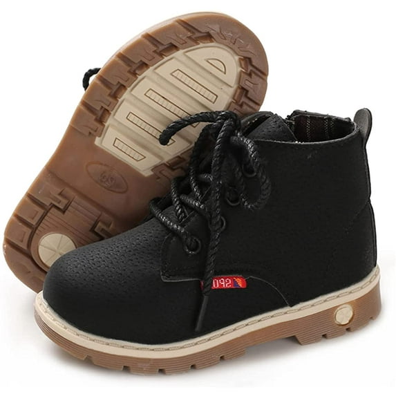 Toddler Kids Boys Girls Hiking Boots Waterproof Synthetic Leather Non Slip Lace-up Ankle Outdoor Boots Shoes