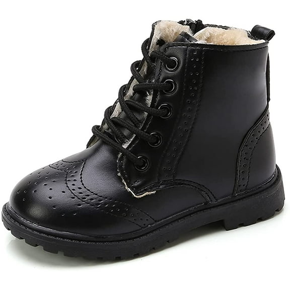 Toddler Kids Boys Girls Hiking Boots Waterproof Synthetic Leather Non Slip Lace-up Ankle Outdoor Boots Shoes