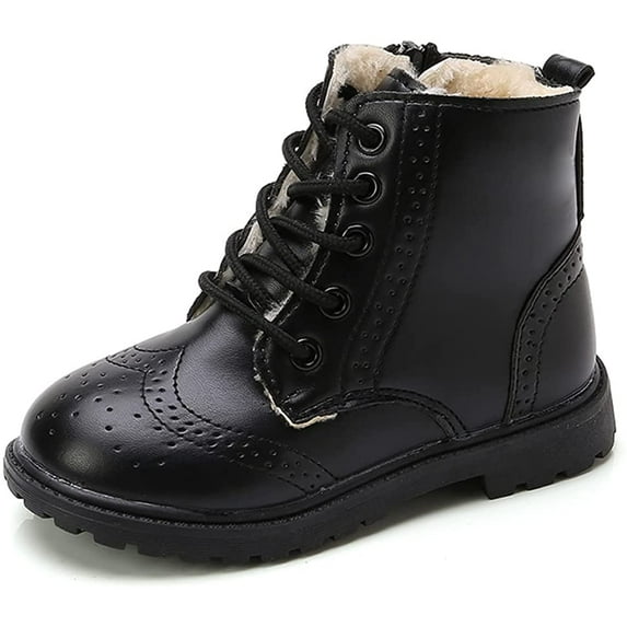 Toddler Kids Boys Girls Hiking Boots Waterproof Synthetic Leather Non Slip Lace-up Ankle Outdoor Boots Shoes