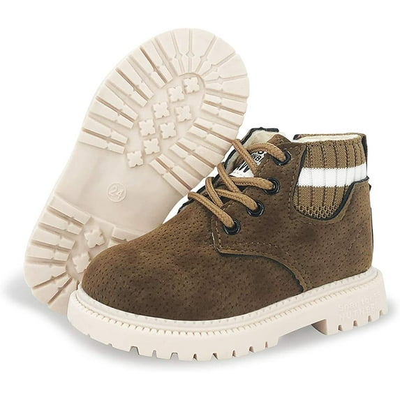 Toddler Kids Boys Girls Hiking Boots Waterproof Synthetic Leather Non Slip Lace-up Ankle Outdoor Boots Shoes