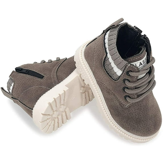 Toddler Kids Boys Girls Hiking Boots Waterproof Synthetic Leather Non Slip Lace-up Ankle Outdoor Boots Shoes