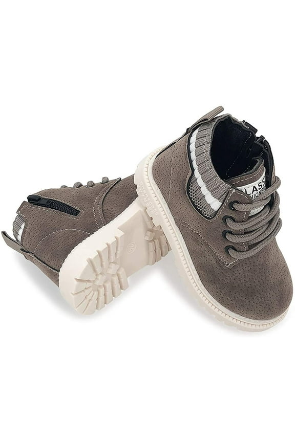 Toddler Kids Boys Girls Hiking Boots Waterproof Synthetic Leather Non Slip Lace-up Ankle Outdoor Boots Shoes