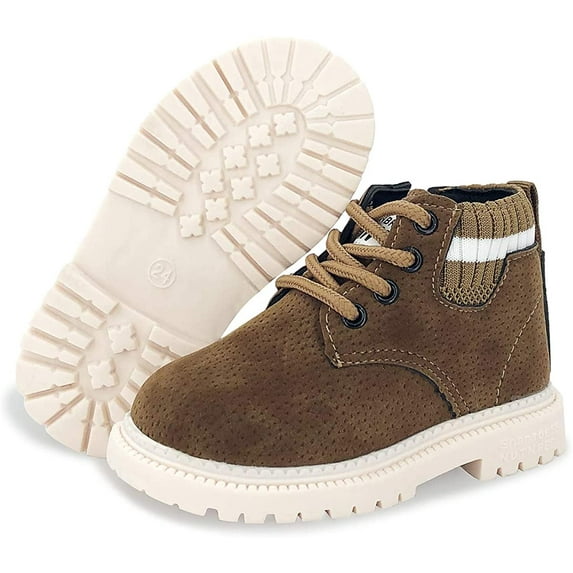 Toddler Kids Boys Girls Hiking Boots Waterproof Synthetic Leather Non Slip Lace-up Ankle Outdoor Boots Shoes