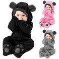 thumbnail image 1 of Toddler Kids Boys Girls Infant Fleece Hooded Romper with Cute Bear Ear and Paw Print Design Zip Up for Warm Outerwear Jumpsuit 12-18 Months Spring Fall Winter Jacket, 1 of 3