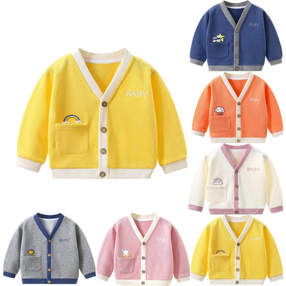 Toddler Kids Boys Girls Knit Cardigan with Cute Animal and Rainbow Embroidery Button Down for Casual 12-18 Months Outerwear Streetwear
