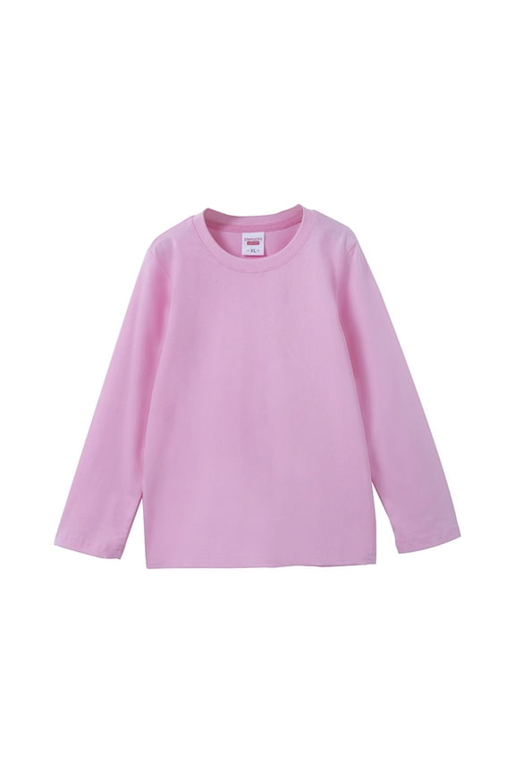 Toddler Kids Boys Girls Long Sleeve Basic Inside T Shirt Crewneck Casual Tees Shirt Tops Solid Color Outfit,Size:3-4 Years