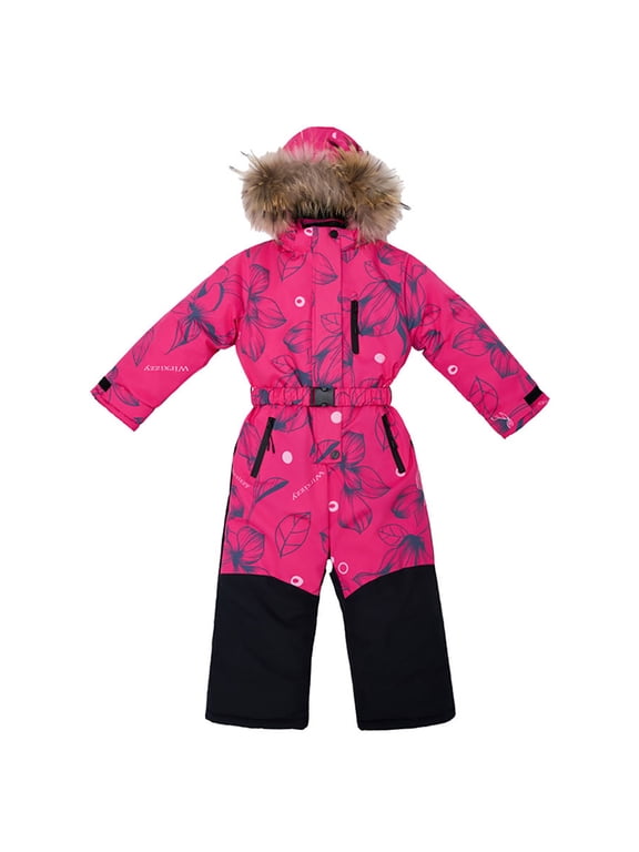 Toddler Kids Boys Girls Unisex One Piece Ski Suit with Hooded and Belted Waist for Winter Outdoor Snowboard Outerwear 7-8 Years