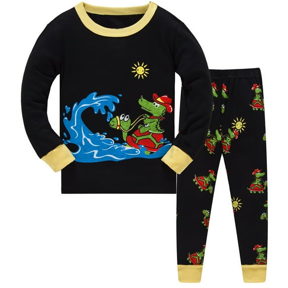 Toddler Kids Boys Pajamas Dinosaur Cotton Kids 2 Piece Pj's Long Sleeve Sleepwear Clothes Set Outfits Zip Tracksuit Men Short Sleeve Outfit Toddler Boy 5t Outfits Boys Boys Size 8 Hoodies Plaid Outfit