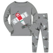 AOMPMSDX Toddler Kids Boys Pajamas Print Cotton Kids 2 Piece Pj's Long Sleeve Sleepwear Clothes Set Outfits Grey 110(4 Years-5 Years)