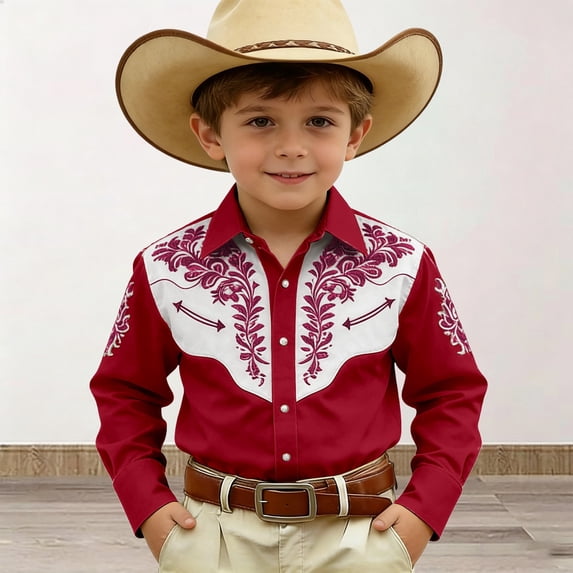 Toddler Kids Boys Shirt Tops Long Sleeve Western Cow Print Shirt Button Down Casual Top For Youth Tshirt Tops 12-13 Years