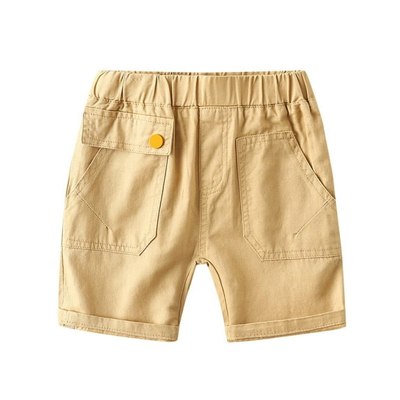Toddler Kids Boys Shorts Summer Cotton Cargo Shorts Elastic Waist Casual Beach Shorts 2-7 Years