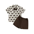 thumbnail image 1 of Toddler Kids Boys Summer Shorts Clothing Sets 12 18 24 Months 2T 3T 4T 5T Short Sleeve Lapel Car/Excavator Print Tops and Solid Color Shorts Outfits, 1 of 9