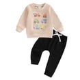 thumbnail image 1 of Toddler Kids Boys Sweatsuit Set Cute Hooded Casual Tracksuit Long Sleeve Hoodie Cartoon Print Pants Autumn Sportswear Outfit Fashion Sweatshirts and Sweatpants 6-12 Months, 1 of 3