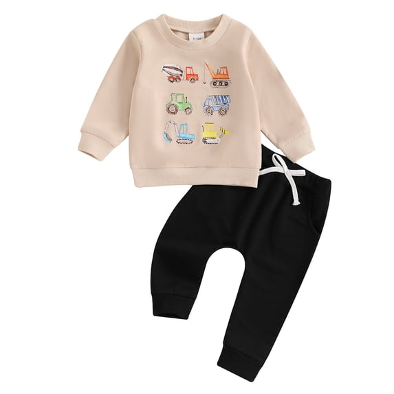 Toddler Kids Boys Sweatsuit Set Cute Hooded Casual Tracksuit Long Sleeve Hoodie Cartoon Print Pants Autumn Sportswear Outfit Fashion Sweatshirts and Sweatpants 6-12 Months