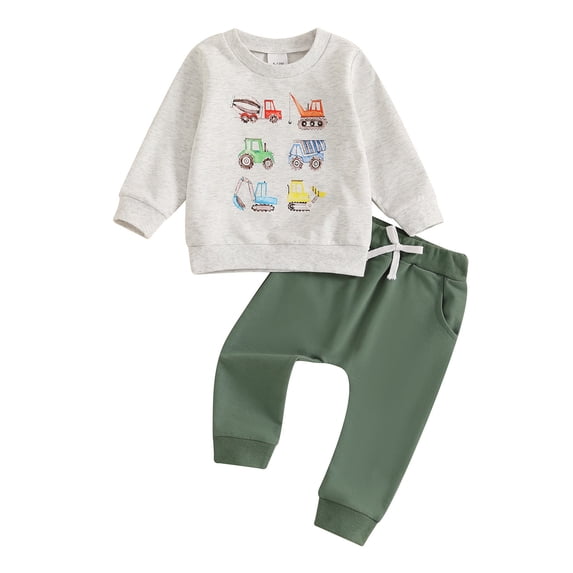 Toddler Kids Boys Sweatsuit Set Cute Hooded Casual Tracksuit Long Sleeve Hoodie Cartoon Print Pants Autumn Sportswear Outfit Fashion Sweatshirts and Sweatpants 2-3 Years
