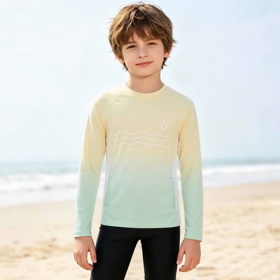 Toddler Kids Boys T Shirts Long Sleeve Lightweight Rash Guard Shirt For Middle To Large Raglan Sleeves Tie Dye Print Sun Top Casual Blouse 9-10 Years