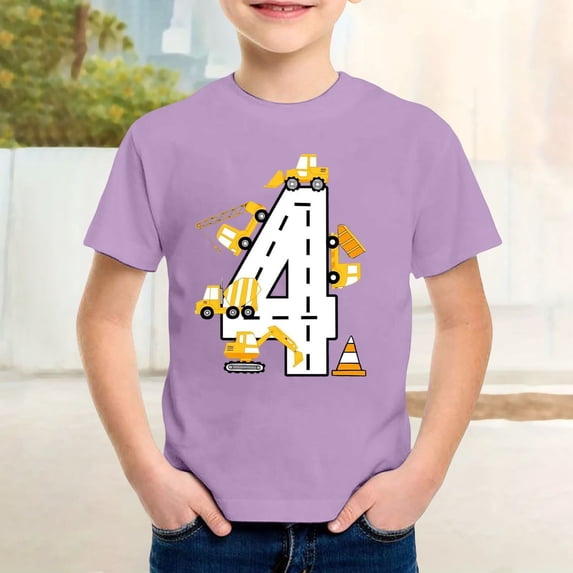 Toddler Kids Boys T Shirts Short Sleeve Casual Tops Outdoor Sports Summer Excavator Graphic Shirts Summer Tops Tees 12-13 Years
