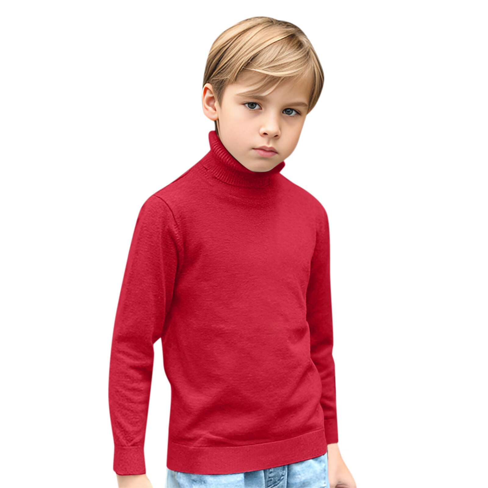 Toddler Kids Boys Turtleneck Soft Solid Warm Knit Pullover Long Sleeve