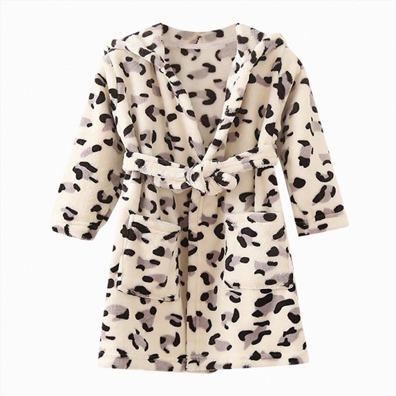 Toddler Kids Cartoon Bathrobes Winter Warm Flannel Night Robe Sleepwear Pajamas