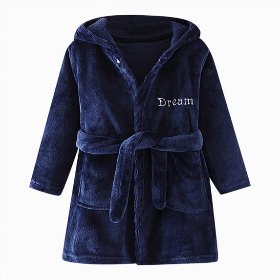 Toddler Kids Cartoon Bathrobes Winter Warm Flannel Night Robe Sleepwear Pajamas