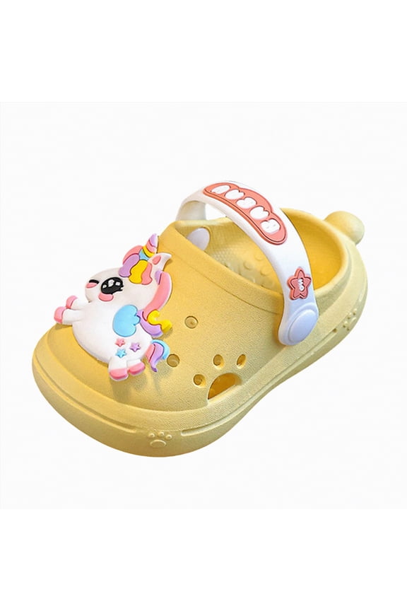 Toddler Kids Cartoon Slides Sandals for Toddler Girls Boys Non-Slip Summer Beach Pool Shoes Soft Comfy Garden Shower Slippers Indoor Outdoor Quick Dry Lightweight Gibobby,6.5,Yellow