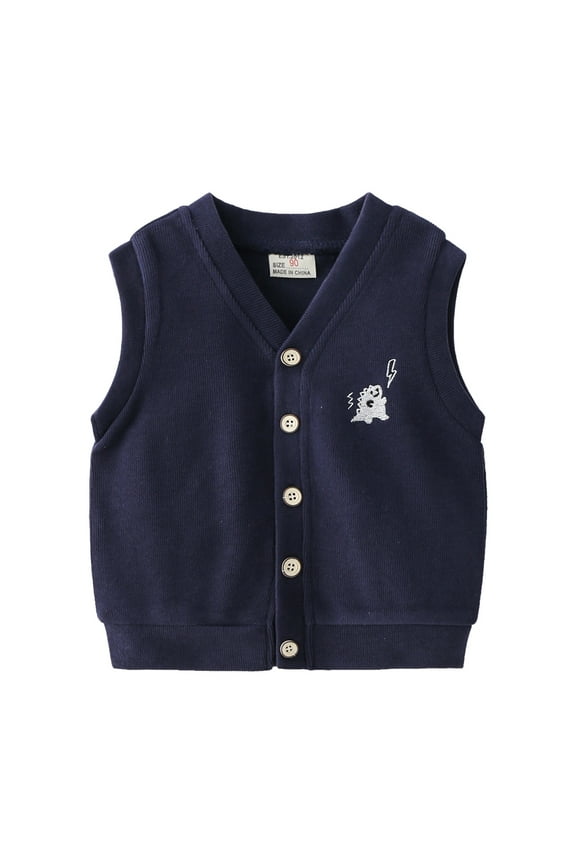 Toddler Kids Child Baby Boys Sleeveless Patchwork Cartoon Fashion Vest Jacket Outer Outwear Clothes Navy 130