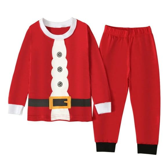 Toddler Kids Christmas Santa Sleepwear Pajama Set Outfit with T-Shirt and Pants Red 6-7 Years