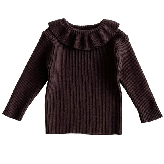 Toddler Kids Christmas Sweater Children's Long Sleeves Lapel Knitted Sweater Bottoming Shirt New Baby Knitted Cardigan Sweater Knit Pullover Tops Coffee 100