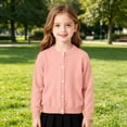 thumbnail image 1 of Toddler Kids Classic Plain Knit Jacket, Long Sleeve Versatile Layering Cardigan, Light Skin-friendly Knit Yarn for Daily Casual Matching Orange 100, 1 of 9
