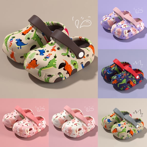 Toddler Kids Clogs Boys Girls Cartoon Slides Slip on Sandals Adjustable Strap Hollow out Summer Outdoor Beach Pool Water Shoes Shower Slippers Purple 11.5 Little Kid