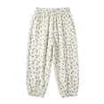 thumbnail image 1 of Toddler Kids Cotton Linen Harem Pants Baby Girls Floral Joggers Bloomers Baggy Sweatpants Double Layer Athletic Active Wear, 1 of 6