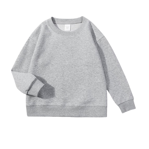 Toddler Kids Cotton Sweatshirt Boys Girls Crewneck Long Sleeve Basic Solid Color Pullover Fall Winter Causal Loose Clothes