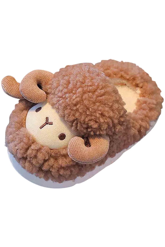 Toddler Kids Cute Cartoon Winter Fuzzy Slippers Boys Girls Comfy Memory Foam Soft Sole Slip on Warm House Shoes Brown 8 Toddler