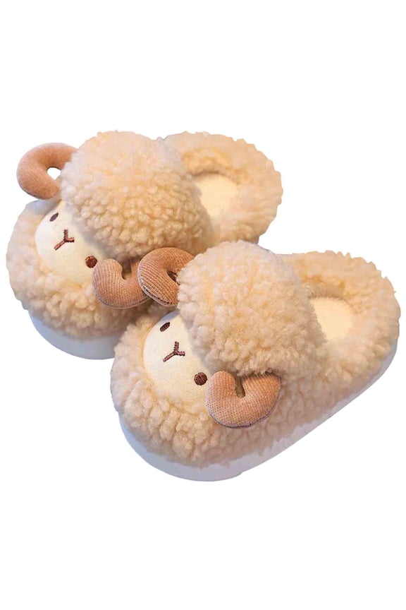 Toddler Kids Cute Cartoon Winter Fuzzy Slippers Boys Girls Comfy Memory Foam Soft Sole Slip on Warm House Shoes Coffee 2 Big Kid