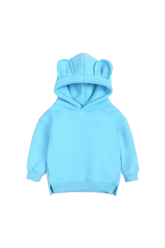 Toddler Kids Down Jacket Spring Kids Hoodies Bear Ears Baby Boys Girls Hoody Children Pullover Outerwear New Fall Jackets Winter Outerwear Blue 2-3T