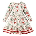 thumbnail image 1 of Toddler Kids Dresses Girls Long Sleeve Christmas Prints Fall Dress Dance Party Dress Clothes Weeding Guest Sundress For Child, 1 of 8