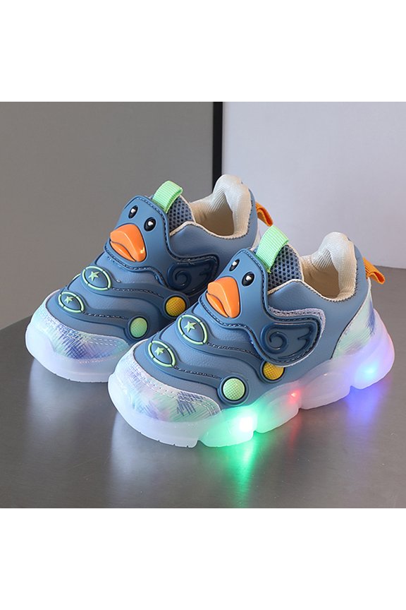Toddler Kids' Duck Light-up Sneakers, Adjustable LED Shoes with Non-slip Sole for Boys and Girls B 17