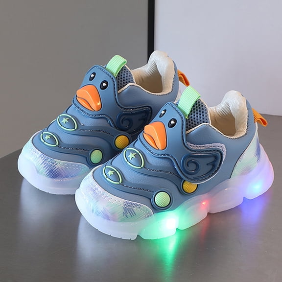 Toddler Kids' Duck Light-up Sneakers, Adjustable LED Shoes with Non-slip Sole for Boys and Girls B 17