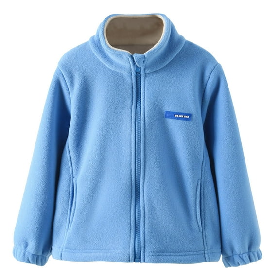 Toddler Kids Fleece Jackets Fall Winter Warm Long Sleeve Baby Boys Girls Zip Up Lightweight Coats Outwear with Pockets for Gifts,Blue,5 Years